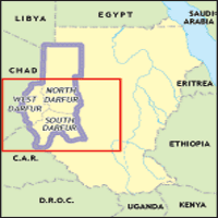Map of Sudan, highlighting Darfur