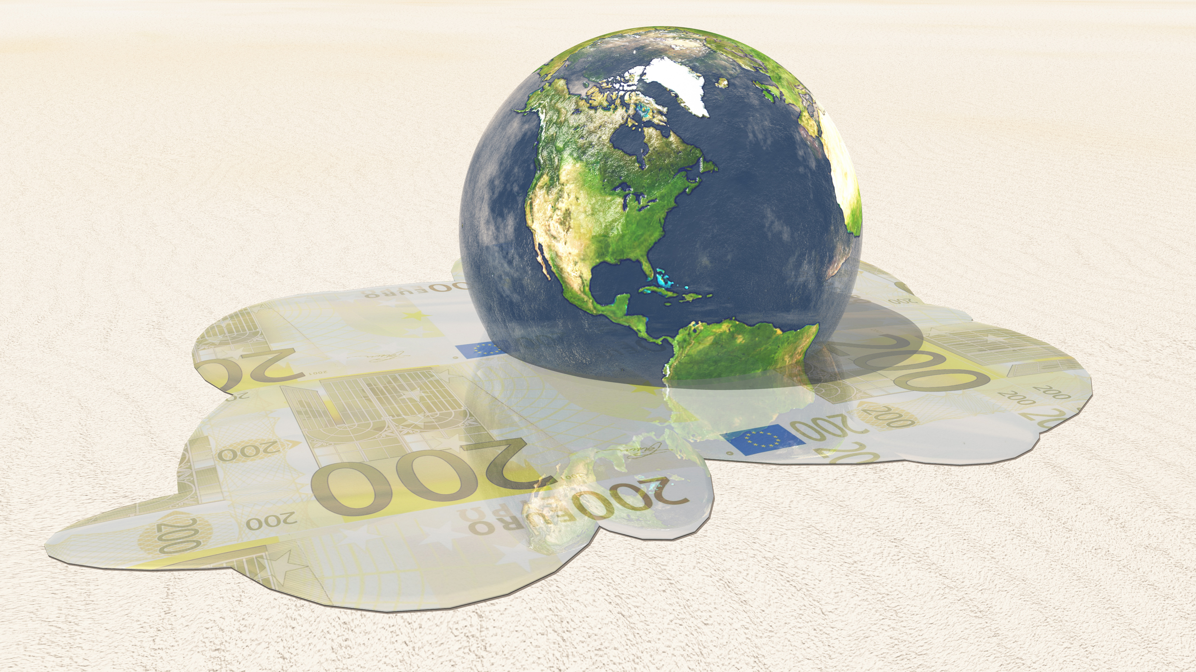 globe melting in euros