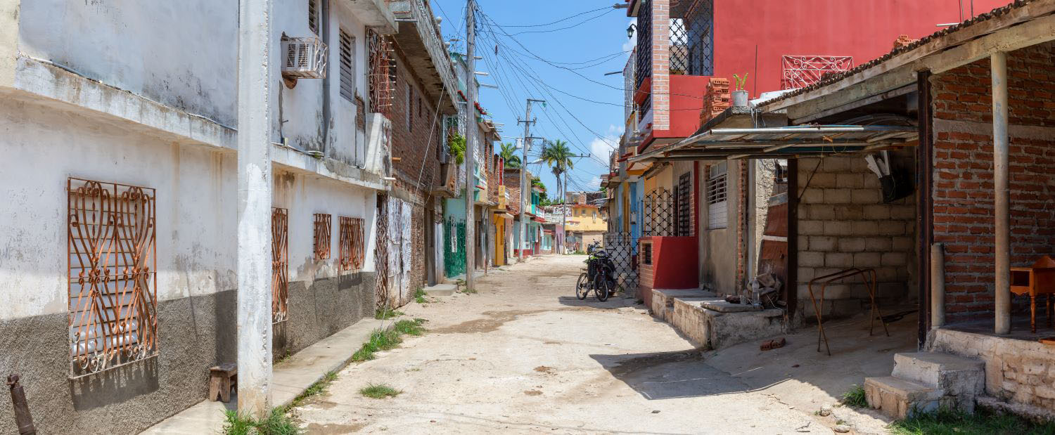 Panoramic view of a Residential neighborhood in a small Cuban Town