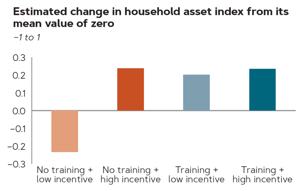 Graph of estimated change in household asset index from its mean value of zero