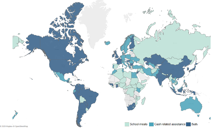 Map of social assistance programs during COVID around the world