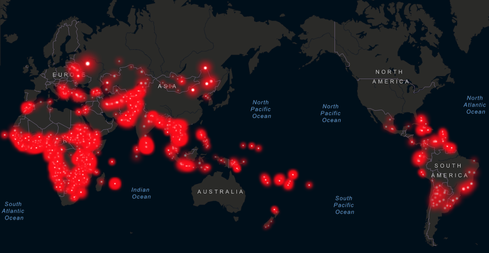 A map of Chinese lending which shows its concentrated in Africa, Latin America, and Asia.