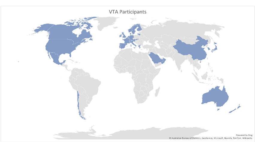 Map showing the countries that are VTA participants