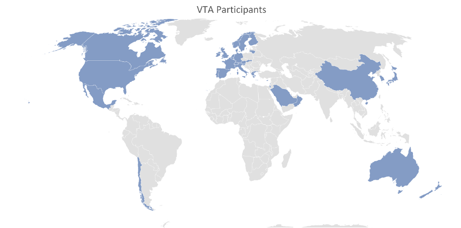 Map showing the countries participating in VTAs. They include most of North America and Europe, China, Australia, and other higher-income countries.