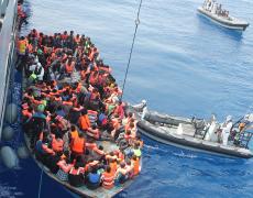 Migrants being rescued in the Mediterranean. Photo by Irish Defense Forces