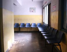 The empty waiting area of Pokhara Regional Hospital in Nepal